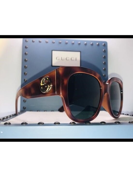 Green. Gucci Havana Round Sunglasses GG0142SA 002 main image 5